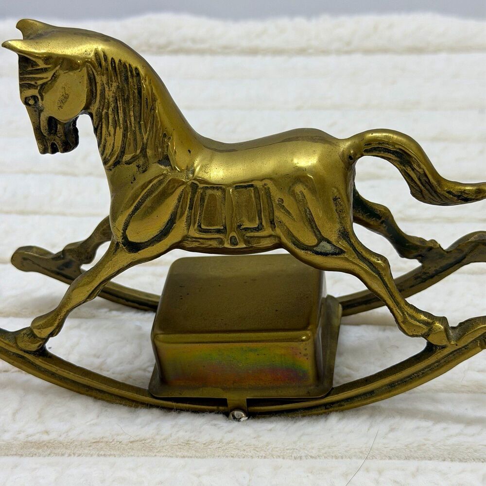 Vintage 1984 Gorham Musical Rocking Horse Figurine “It’s a Small World” Works